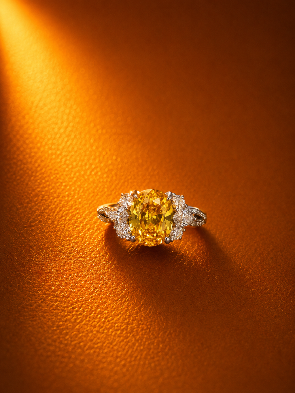 18k Gold Plated Golden Yellow Diamond Ring