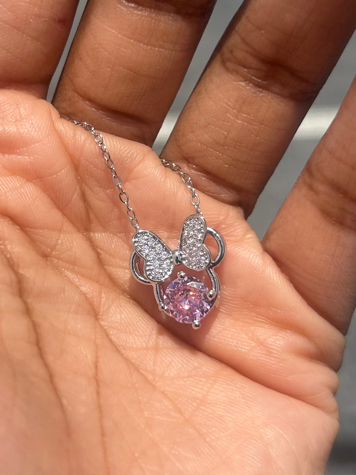MM Necklace-Silver Pink