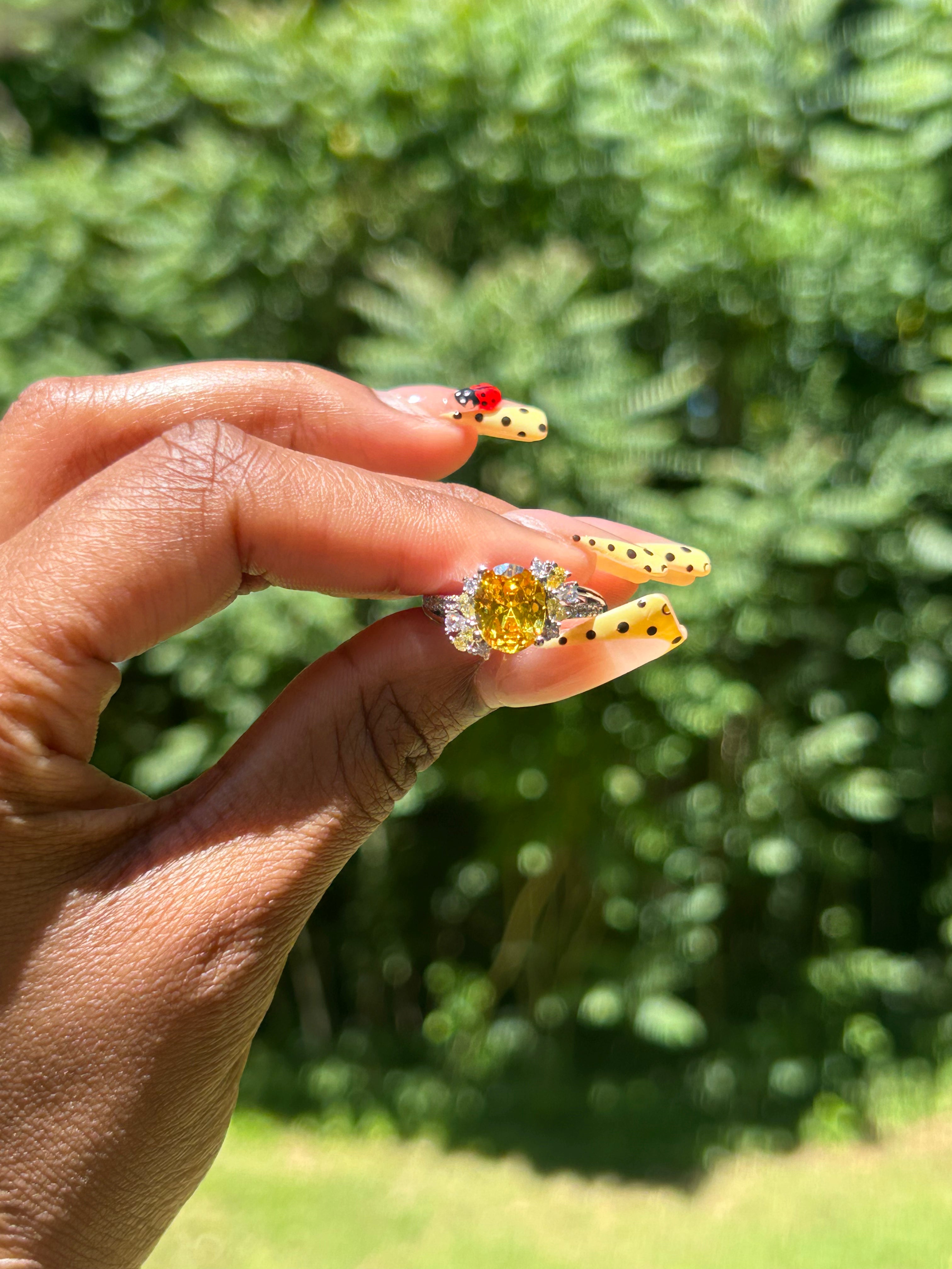 18k Gold Plated Golden Yellow Diamond Ring